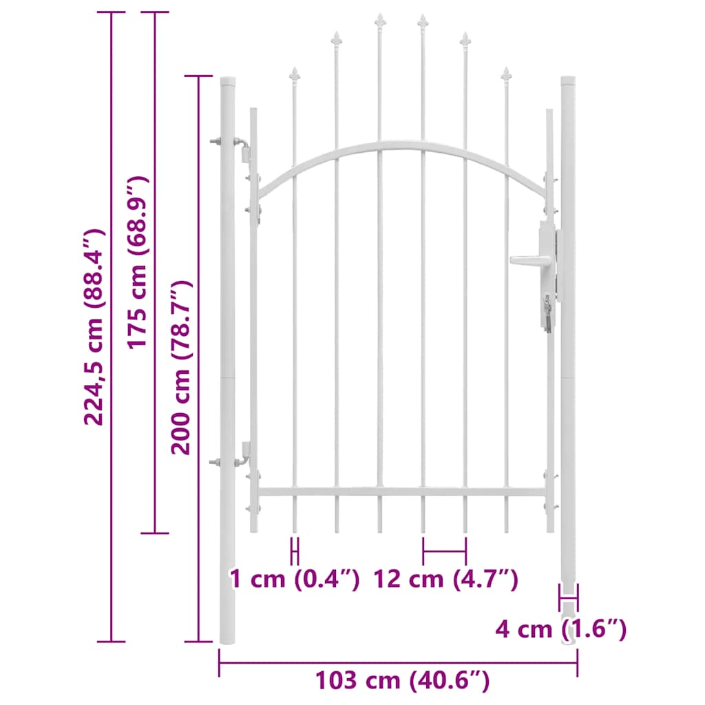 Gartentor Woerden Stahl 1x2,25 m Weiß