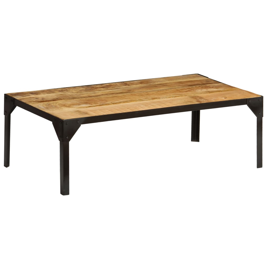 vidaXL Table basse en bois de manguier massif brut et acier 110 cm