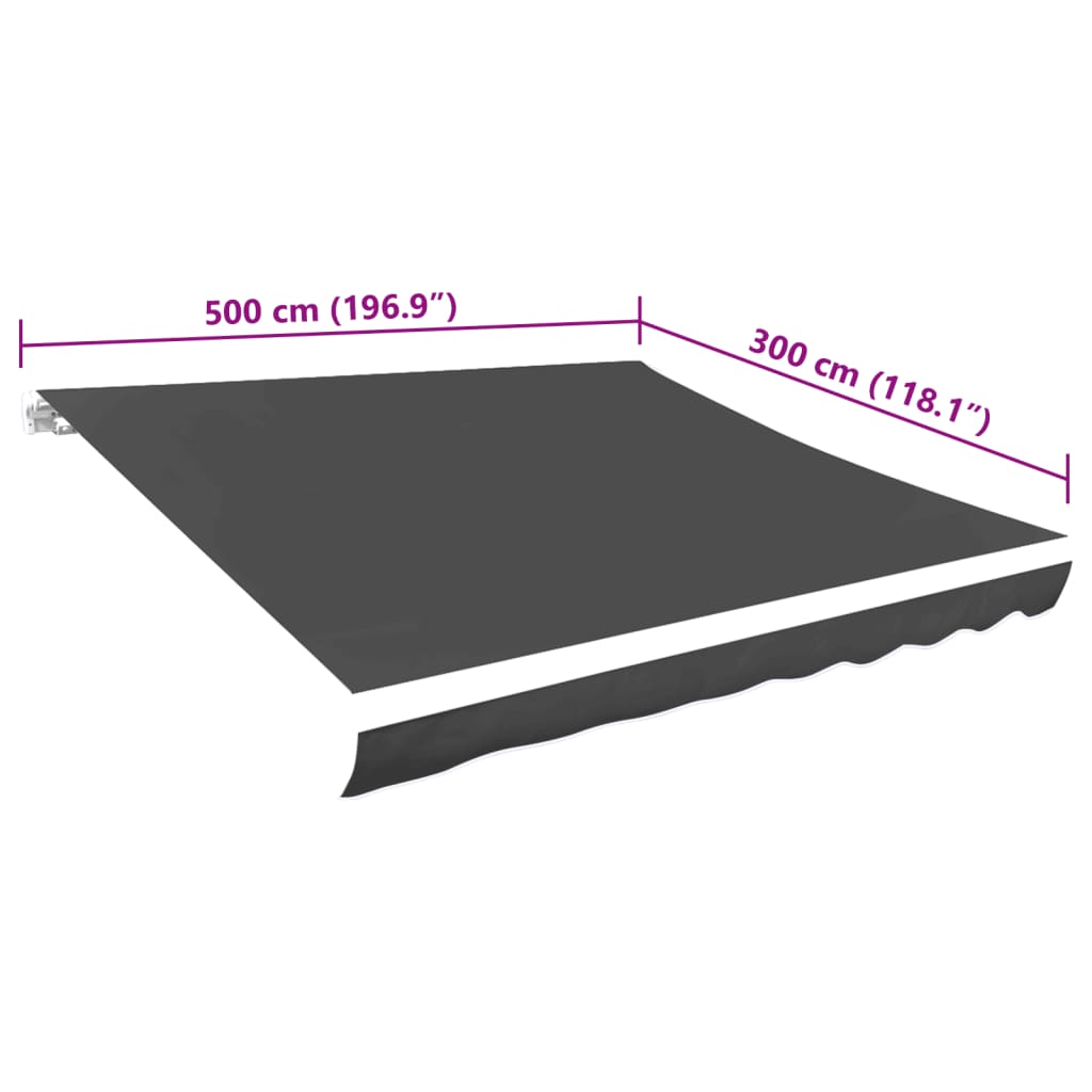 vidaXL Markisenbespannung Canvas Anthrazit 500x300 cm