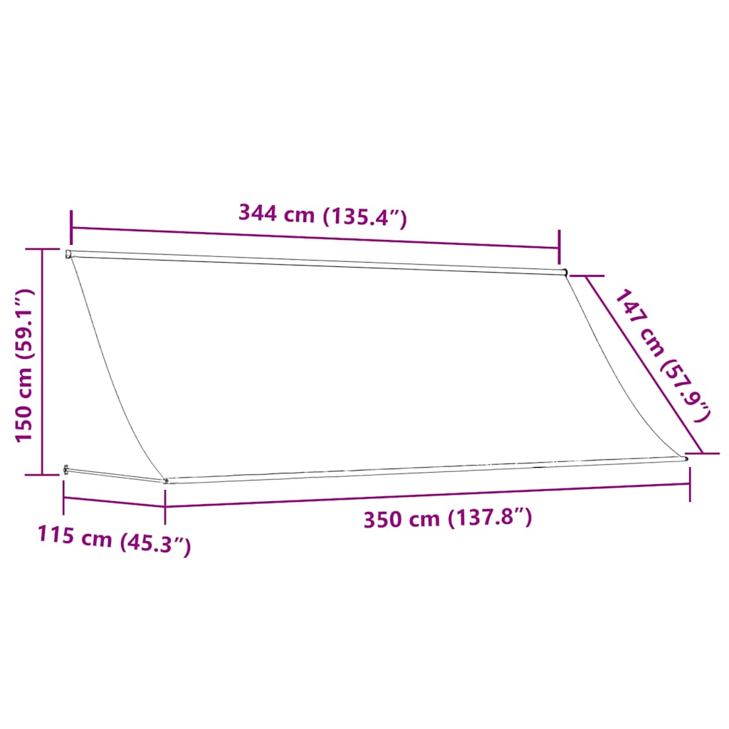 vidaXL Einziehbare Markise 350×150 cm Creme