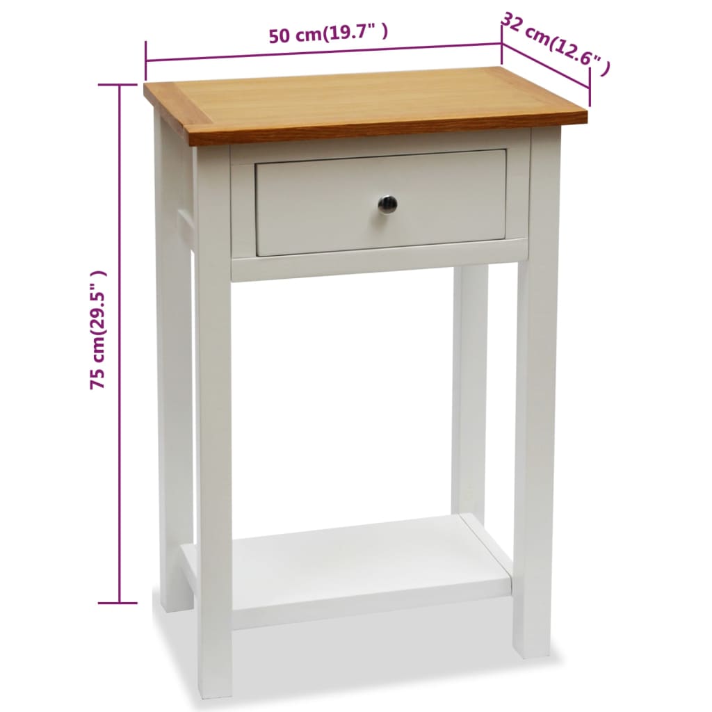 vidaXL Beistelltisch 50x32x75 cm Massivholz Eiche