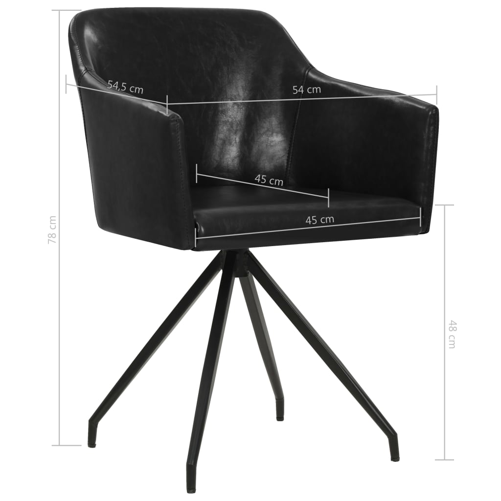 vidaXL Esszimmerstühle 2 Stk. Drehbar Schwarz Kunstleder