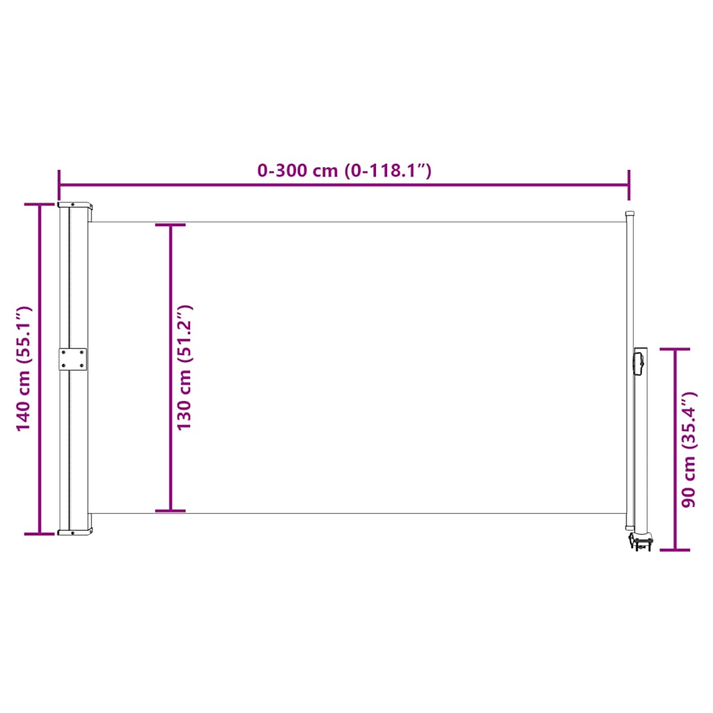 Ausziehbare Seitenmarkise 140x300 cm Schwarz