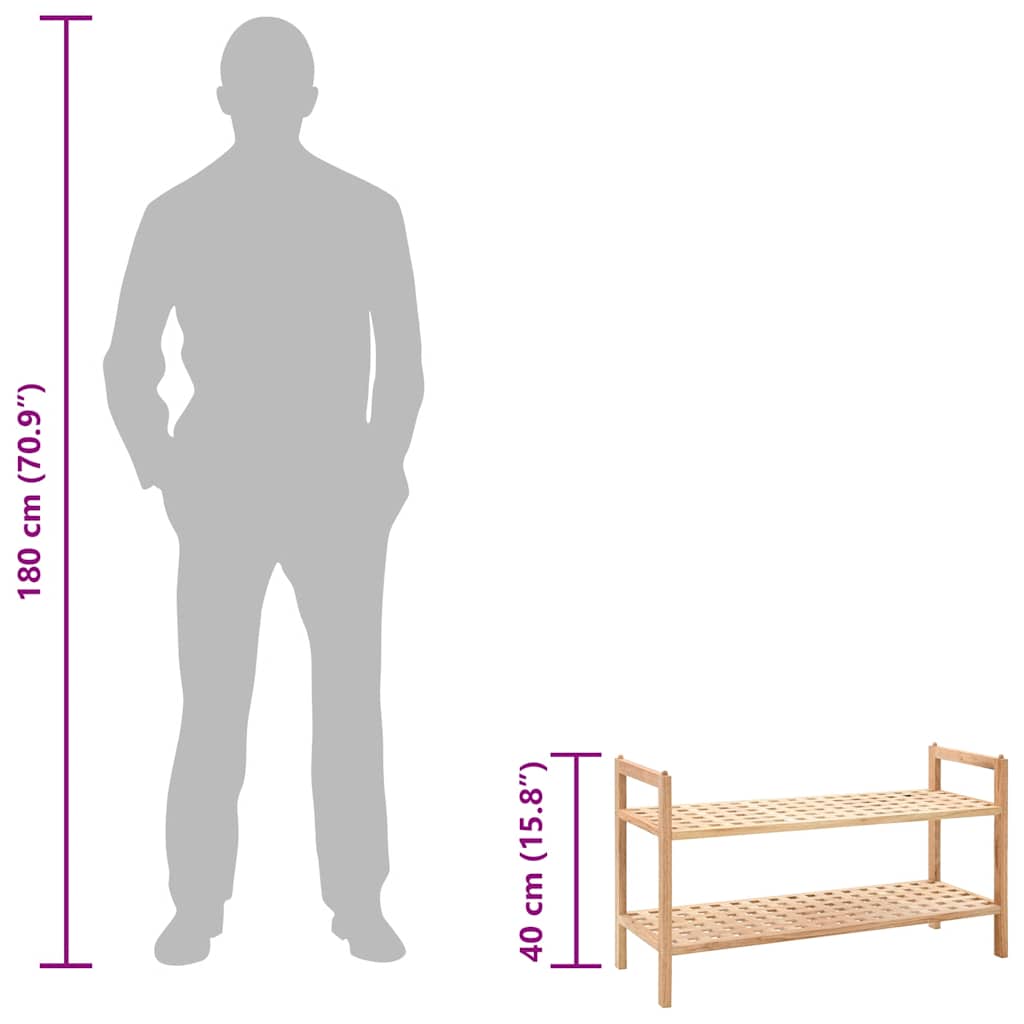 Schuhregal Walnussholz Massiv 69x26x40 cm