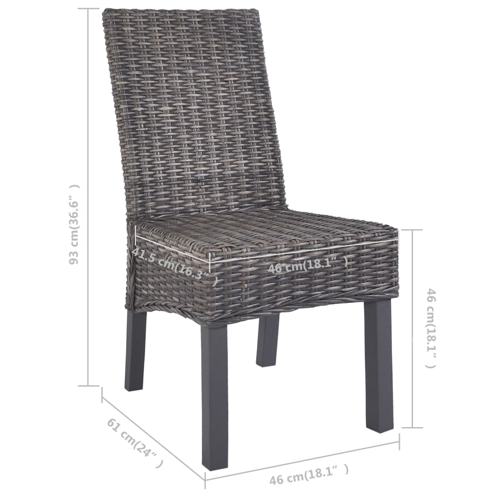 vidaXL Chaises de salle à manger 6 pcs Rotin Kubu marron et bois de manguier