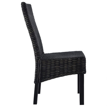 vidaXL Chaises de salle à manger 6 pcs Noir rotin Kubu et bois de manguier