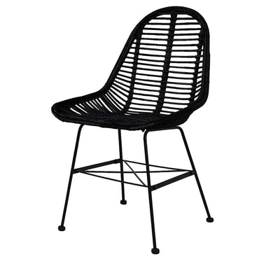 vidaXL Chaises de salle à manger 6 pcs Noir Rotin naturel