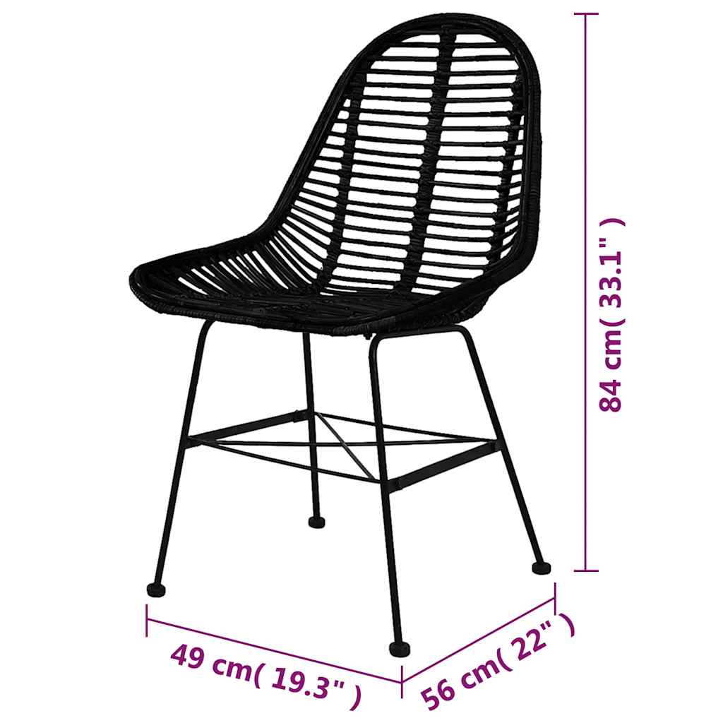 vidaXL Chaises de salle à manger 6 pcs Noir Rotin naturel