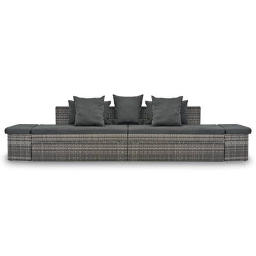 vidaXL 4-tlg. Garten-Sofagarnitur mit Kissen Grau Poly Rattan