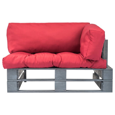 vidaXL Outdoor-Sofa Paletten mit Kissen in Rot Kiefernholz
