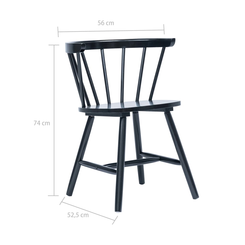 vidaXL Esszimmerstühle 4 Stk. Schwarz Massivholz Gummibaum