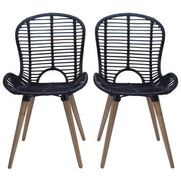 vidaXL Chaises de salle à manger 6 pcs Rotin naturel Noir