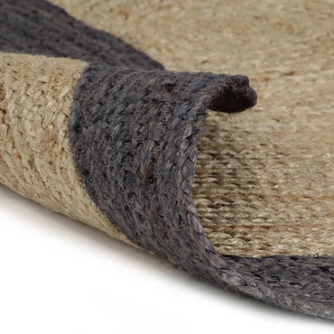vidaXL Tapis fait à la main en jute avec bord gris foncé 90 cm