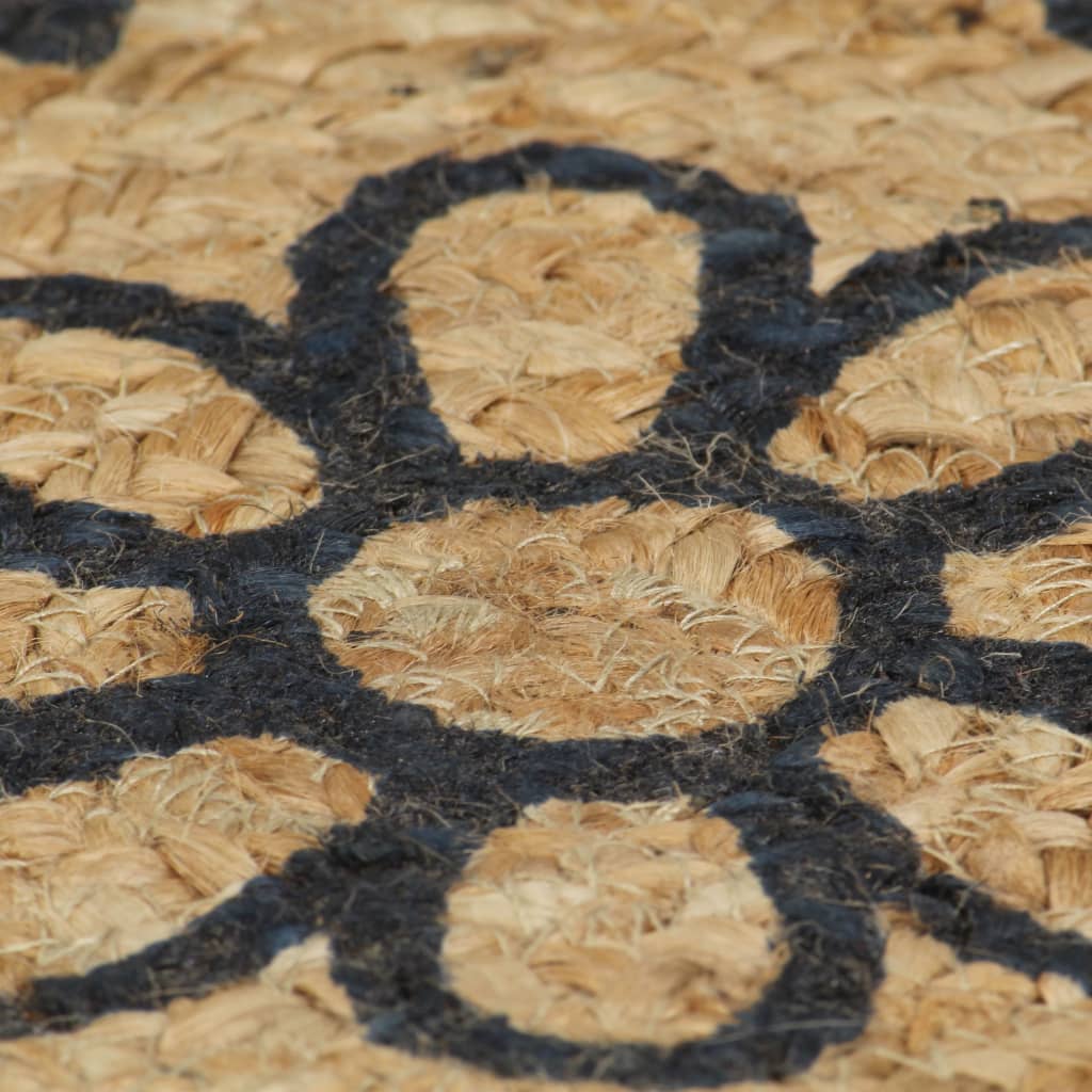 vidaXL Tapis fait à la main en jute avec motif bleu foncé 150 cm