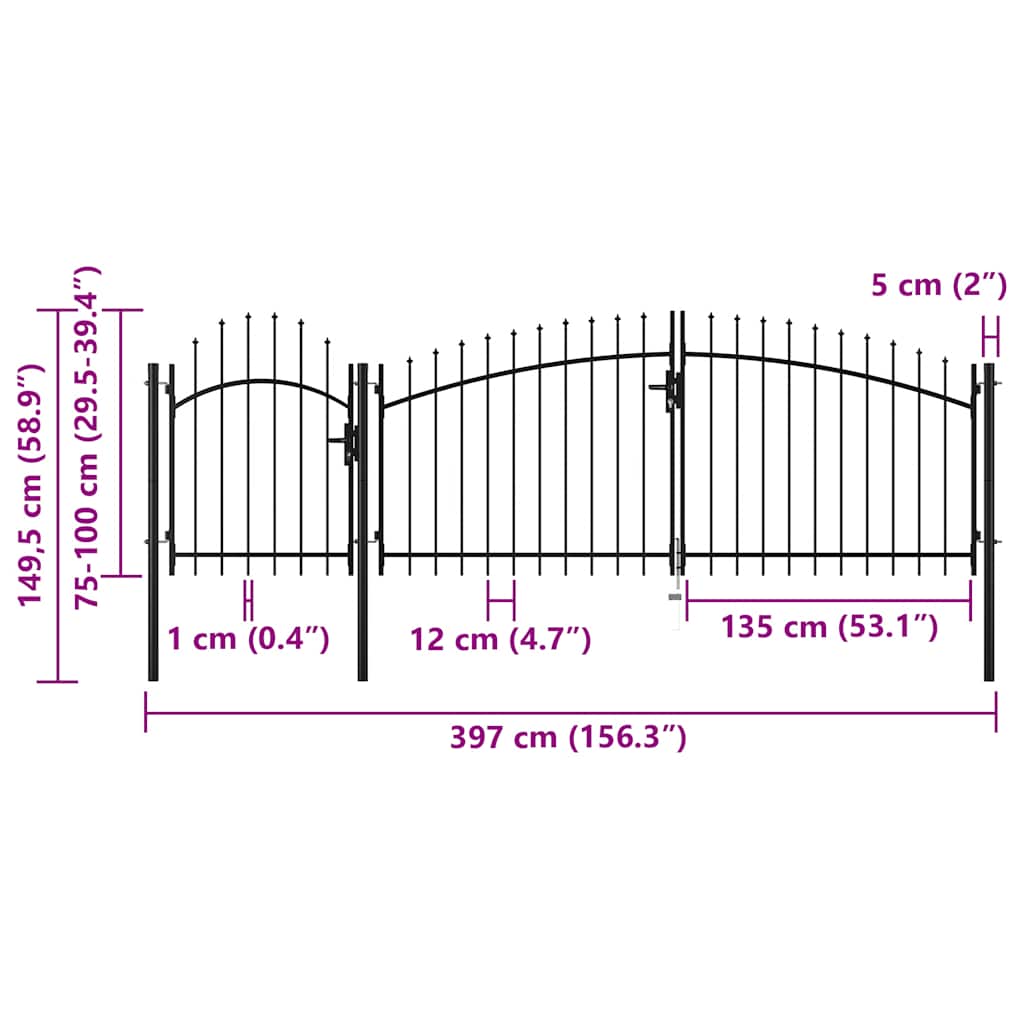 Gartentor Woerden Stahl 1x4 m Schwarz