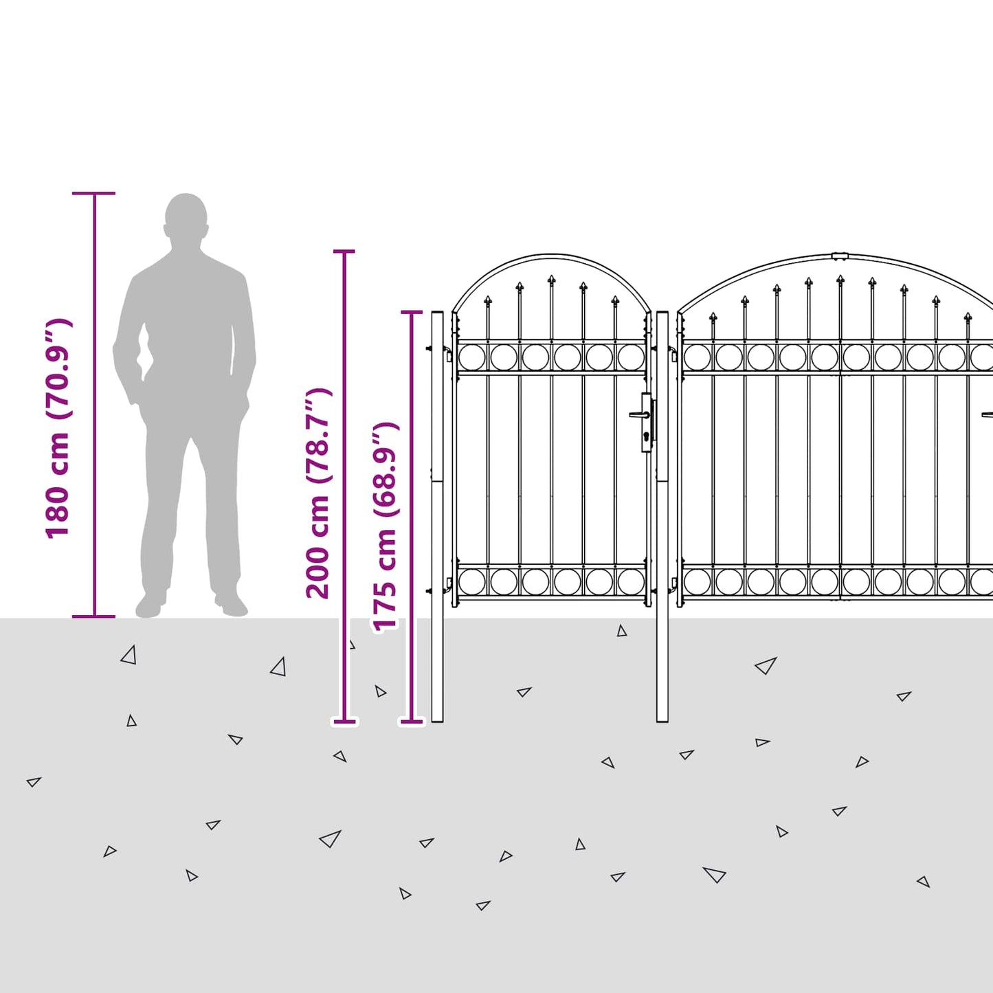 Gartentor mit gewölbtem Oberteil 200 x 400 cm Stahl