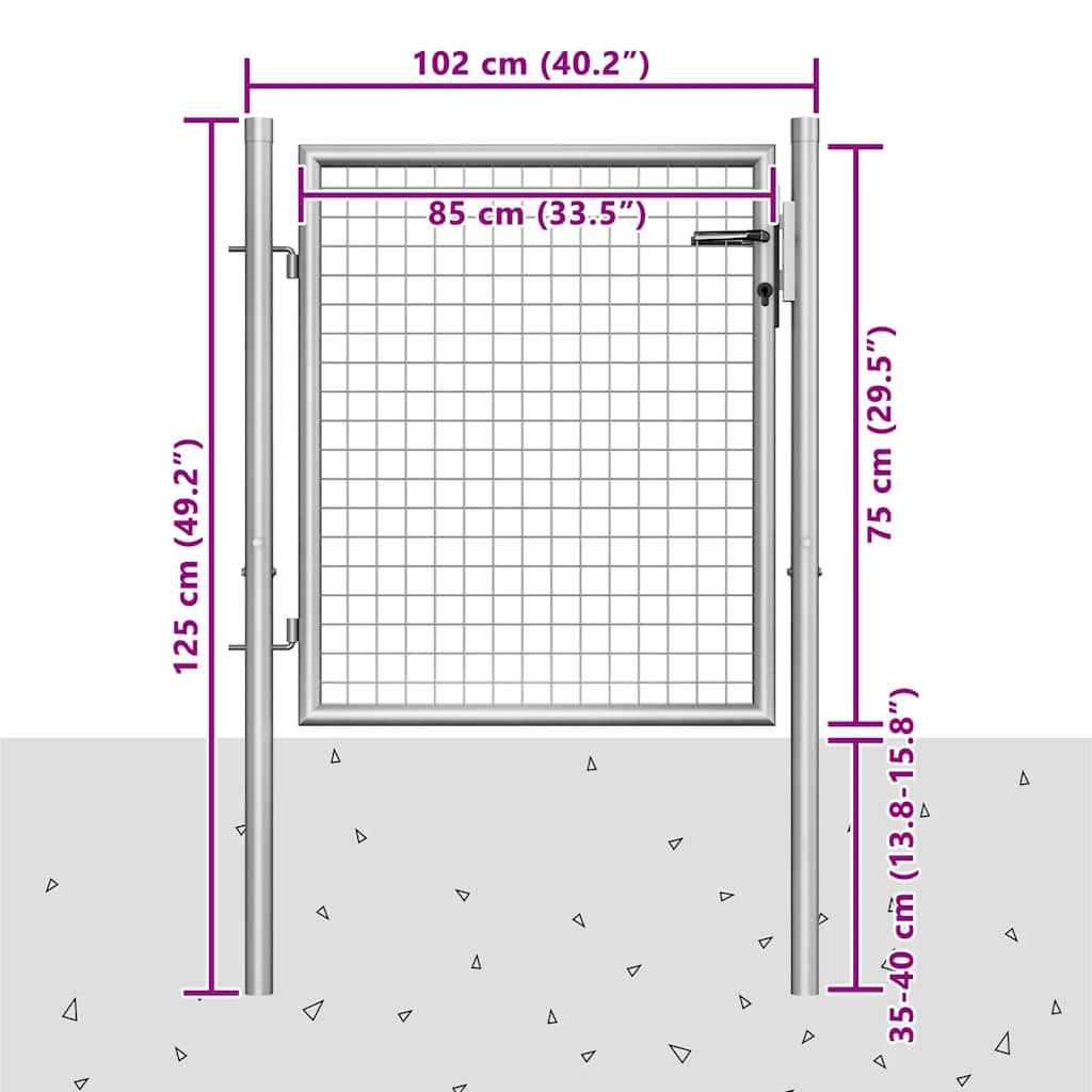 Gartentor verzinkter Stahl 100 x 75 cm Silber
