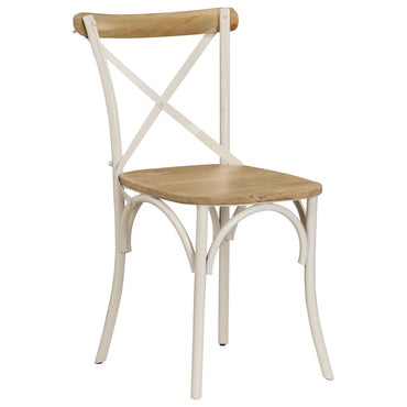 vidaXL Chaises à dossier croisé 2 pcs Bois de manguier massif Blanc
