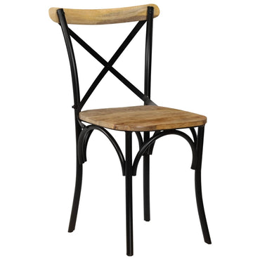 vidaXL Chaises croisées 2 pcs Noir Bois de manguier massif