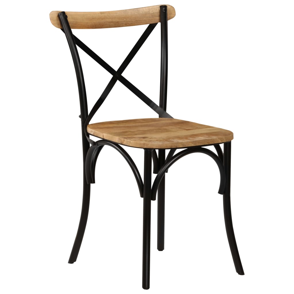vidaXL Kreuzstühle 2 Stk. Schwarz Massivholz Mango