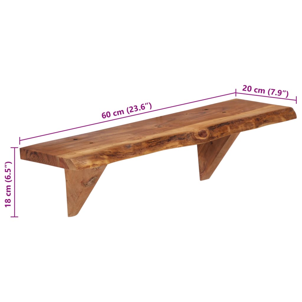 vidaXL Wandregale 2 Stk. 60 x 20 x 18 cm Massivholz Akazie