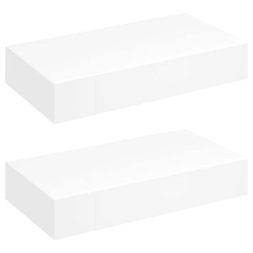 vidaXL Étagère murale suspendue avec tiroirs 2 pcs Blanc 48 cm