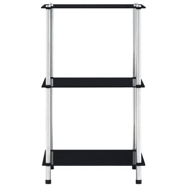 vidaXL Regal mit 3 Ablagen Schwarz 40x40x67 cm Hartglas