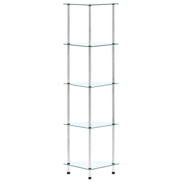 vidaXL Regal mit 5 Ablagen Transparent 30x30x130 cm Hartglas