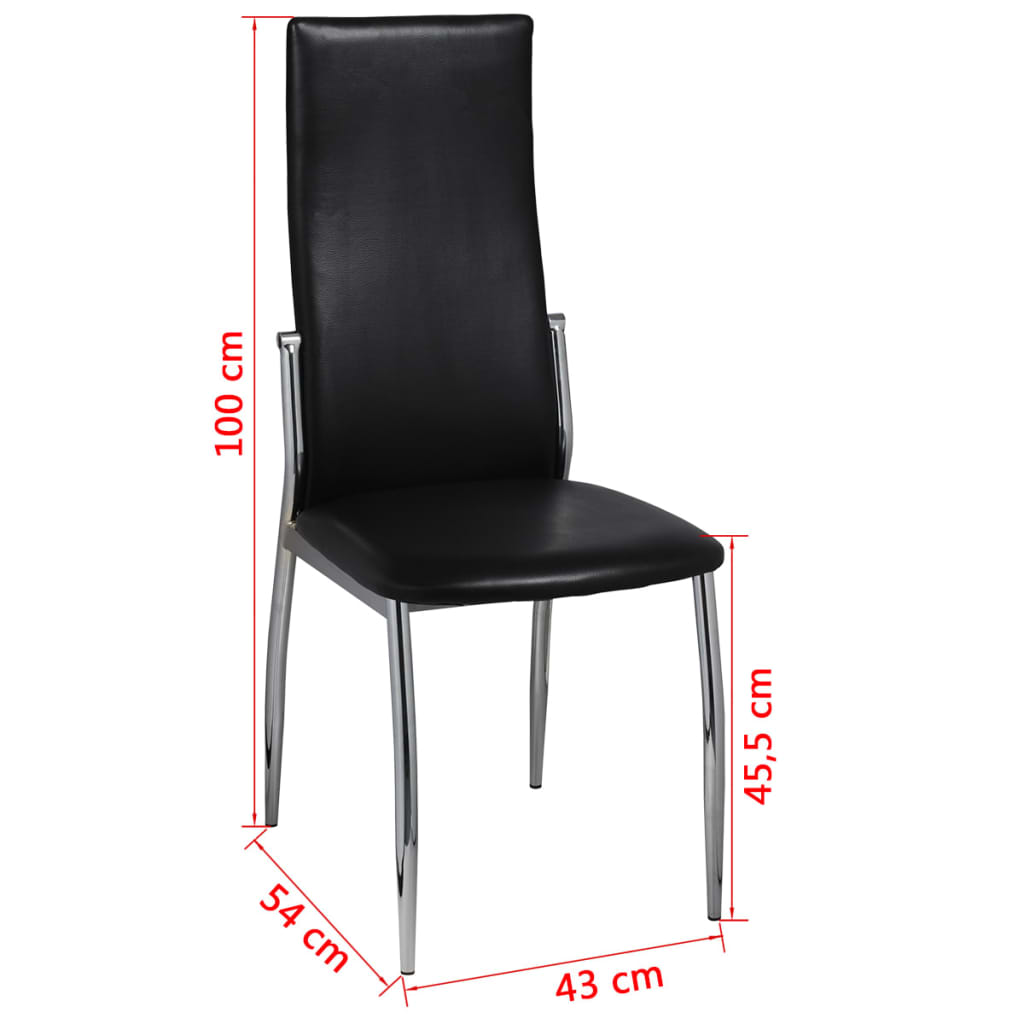 vidaXL Esszimmerstühle 6 Stk. Schwarz Kunstleder