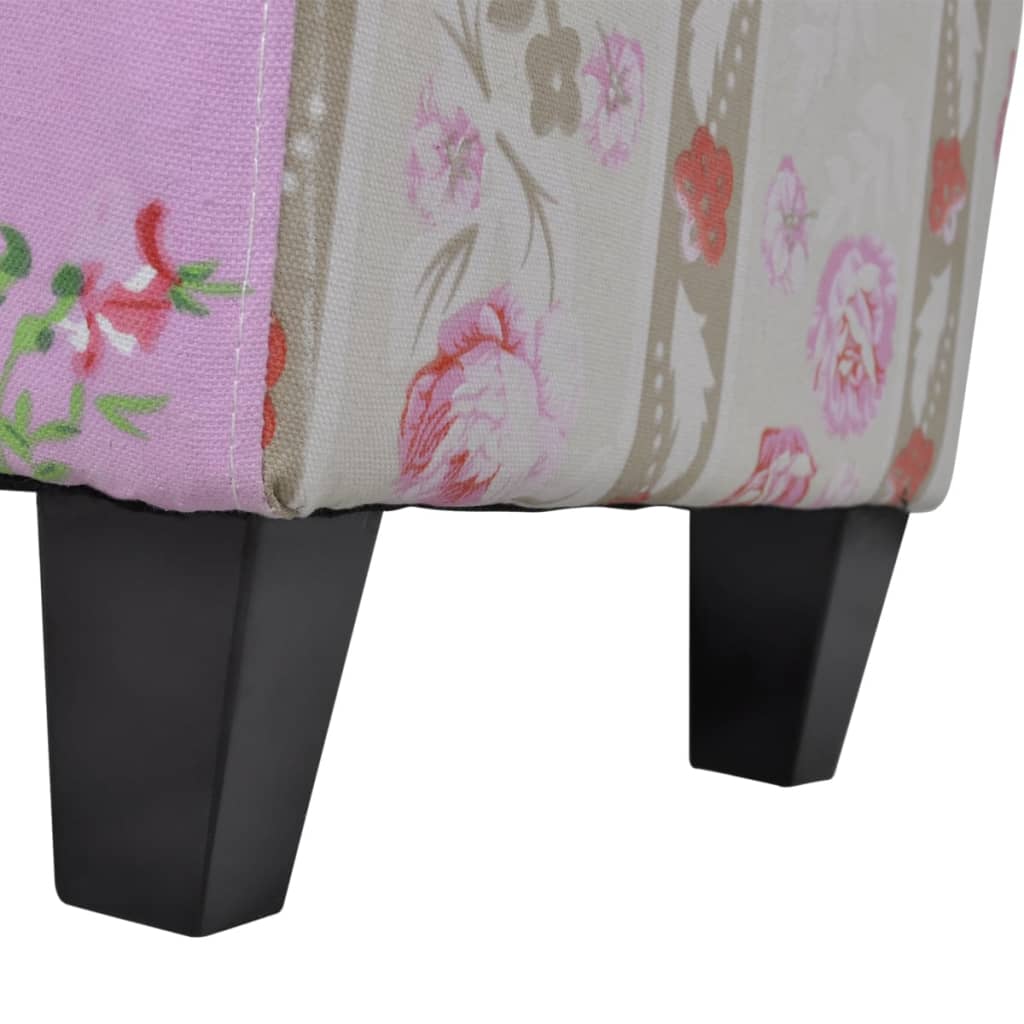 Repose-pieds tabouret rembourré multicolore patchwork