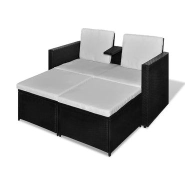 vidaXL Salon de jardin 4 pcs avec coussins résine tressée noir