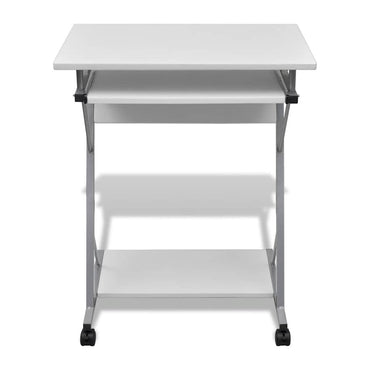 Table d'ordinateur Chariot d'ordinateur Table PC Table de bureau Portable sur roulettes blanc