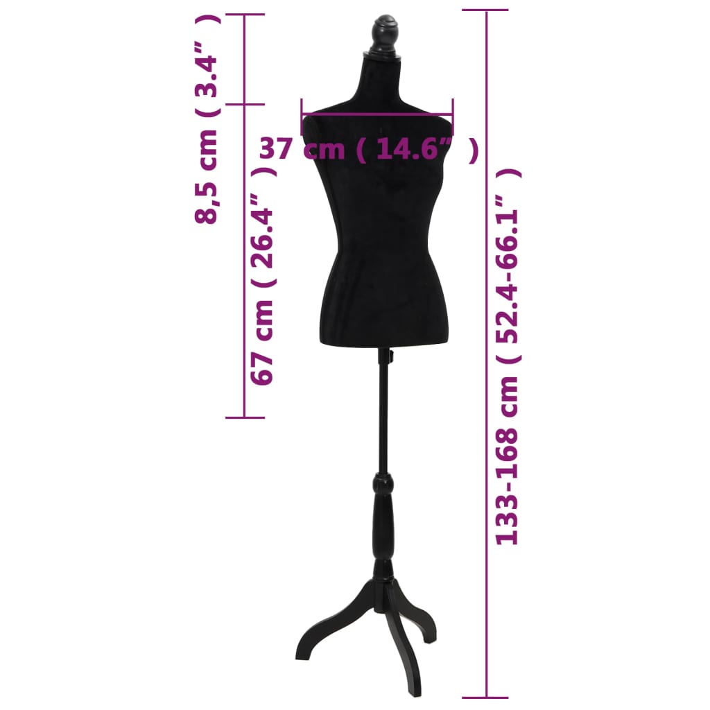 Buste de femme Mannequin Buste Torse Habillé Mannequin Noir