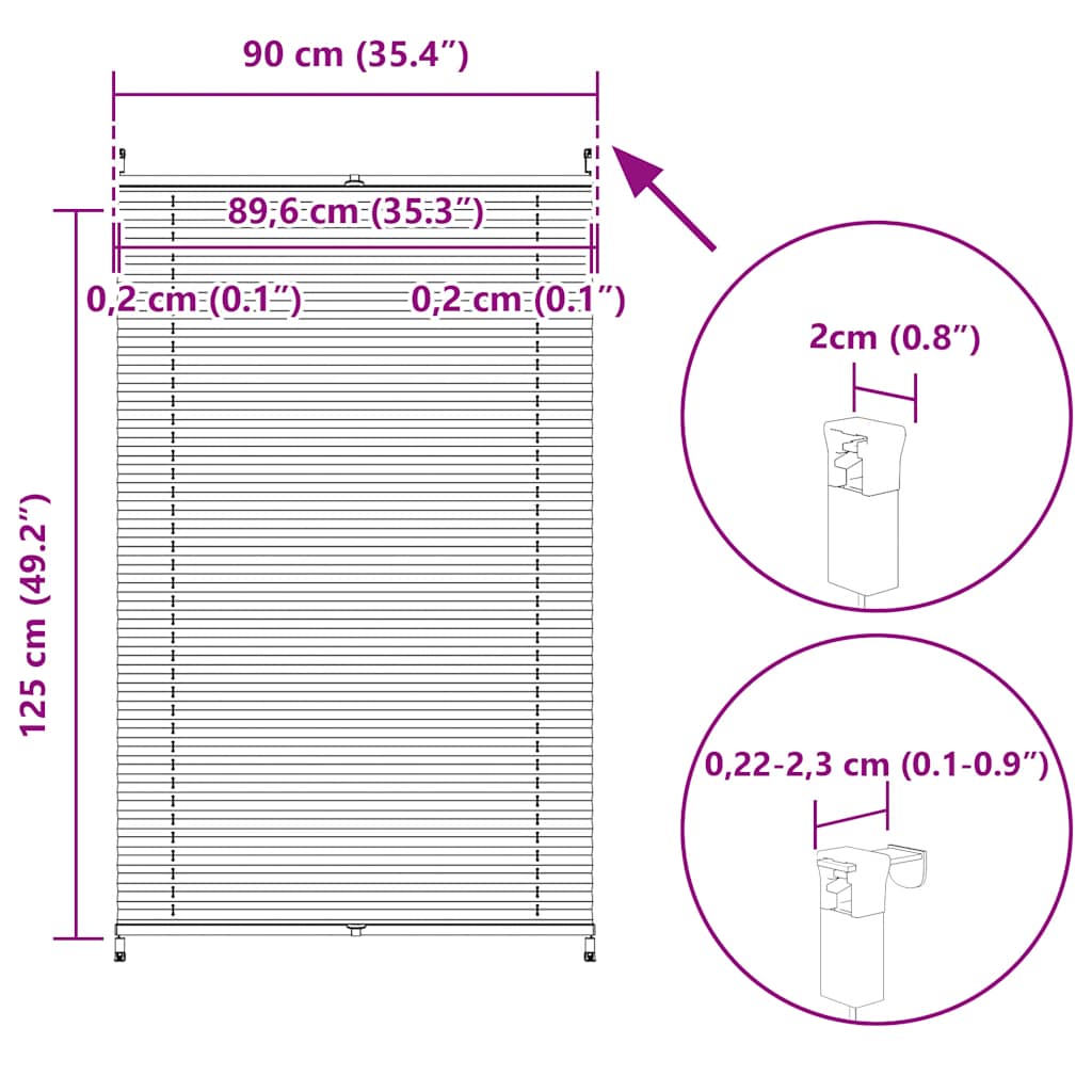 vidaXL Store plissé occultant 90 x 125 cm Blanc