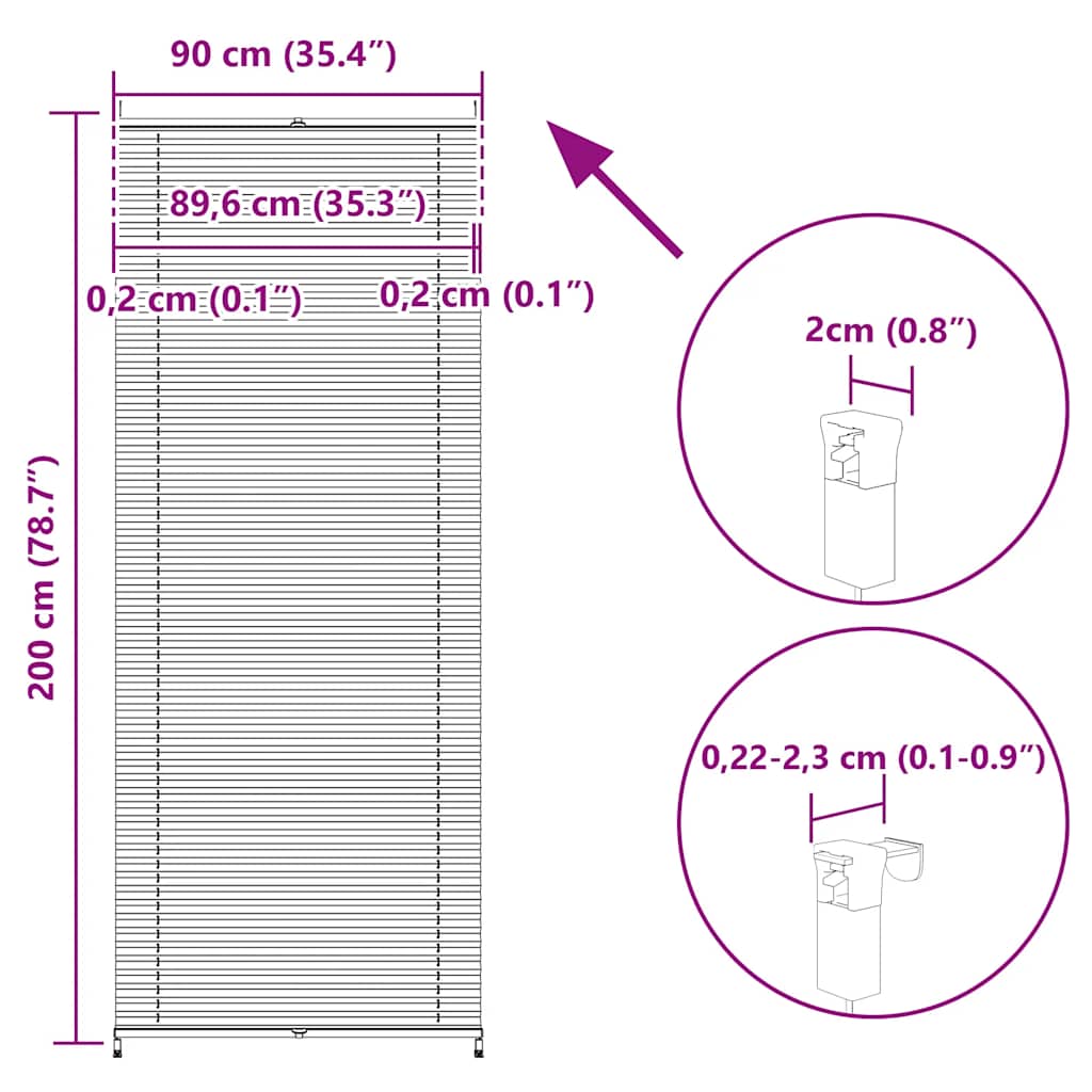 vidaXL Store plissé occultant 90×200 cm Blanc