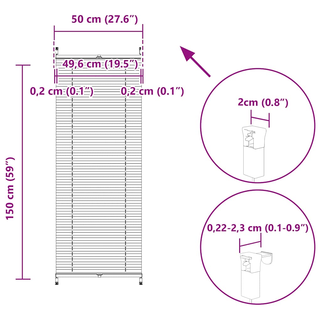 vidaXL Store plissé Store à plis Store plissé 50x150cm Crème