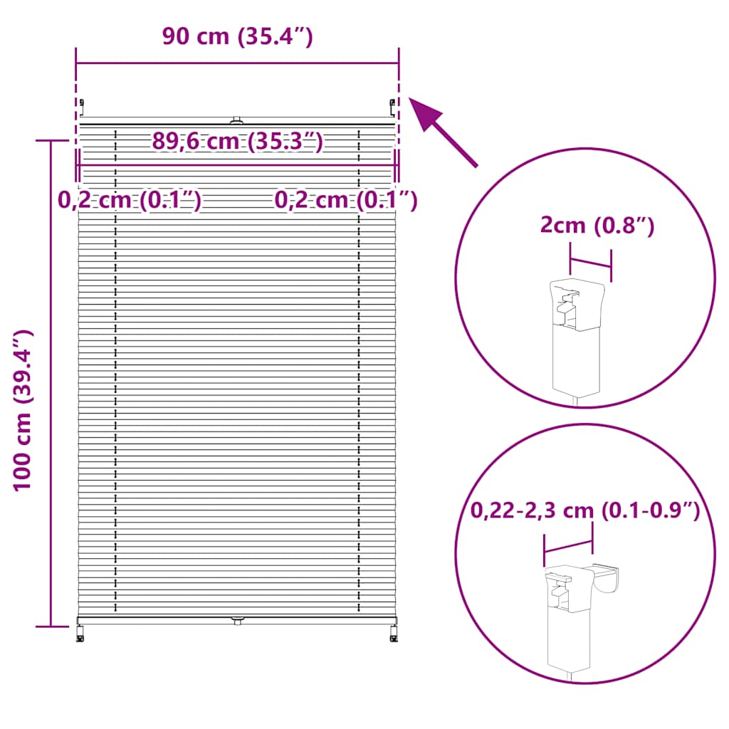 vidaXL Store plissé occultant 90x100 cm crème