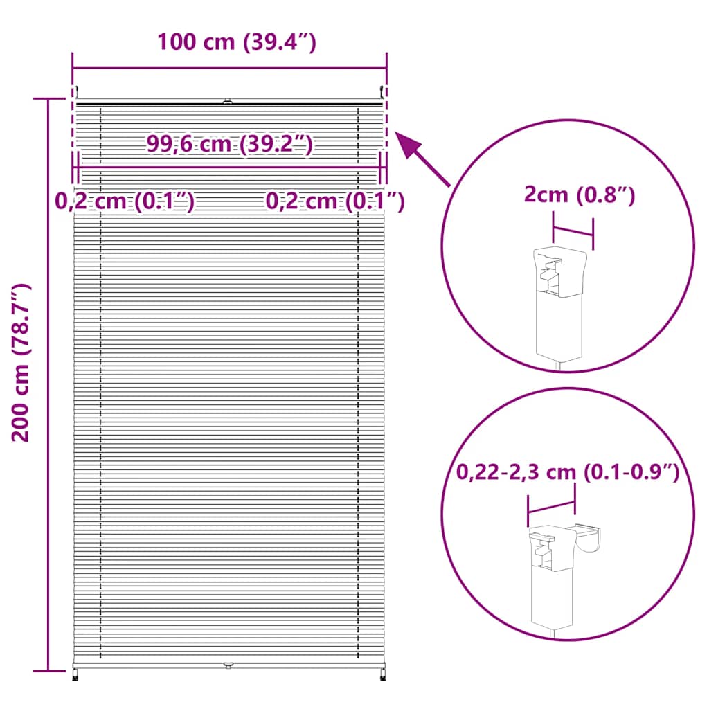 Store plissé occultant 100x200cm Crème
