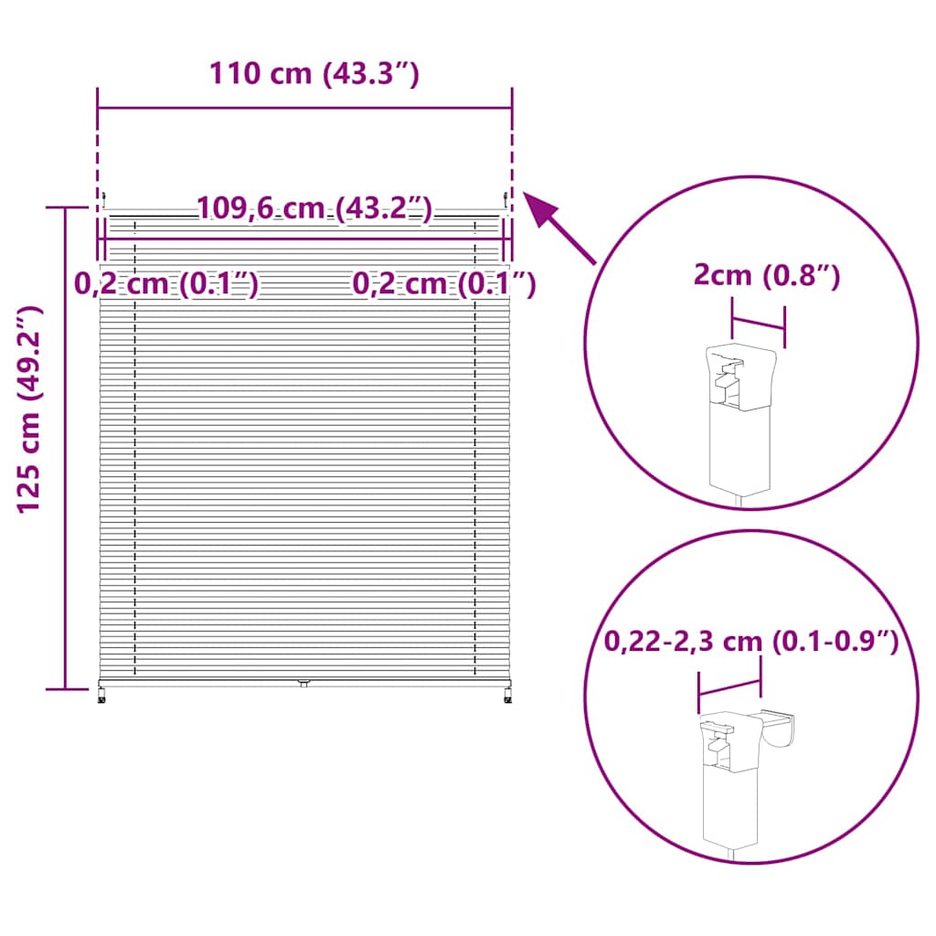 vidaXL Store plissé occultant 110x125 cm Blanc