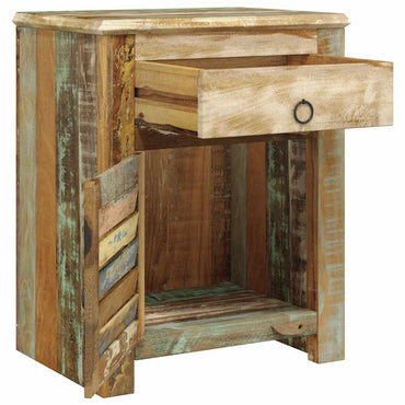 vidaXL Table d'appoint avec 1 tiroir et 1 porte, en bois de récupération