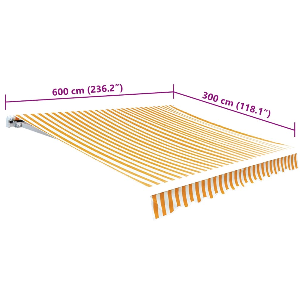 vidaXL Toile de store banne Canvas jaune et blanc 6x3 m (sans armature)