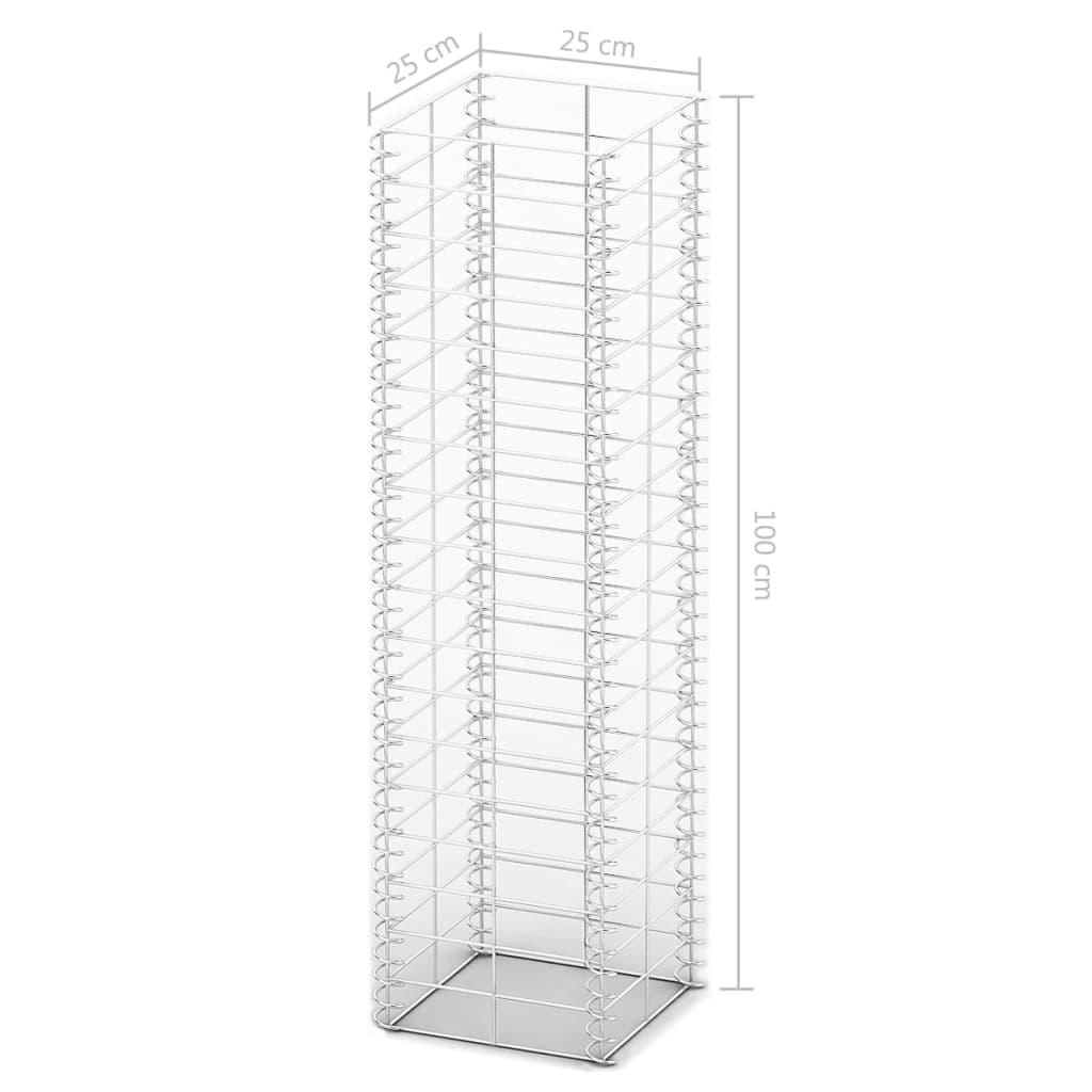 vidaXL Gabionen-Set 3-tlg. Verzinkter Draht 25×25×100 cm