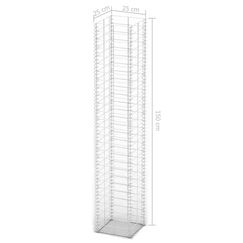 vidaXL Gabionen-Set 3-tlg. Verzinkter Draht 25×25×150 cm
