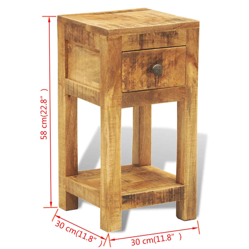 vidaXL Table de chevet avec 1 tiroir Bois de manguier massif