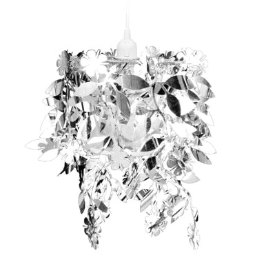 Pendentif Feuilles Paillettes Lampe Couronne Argenté