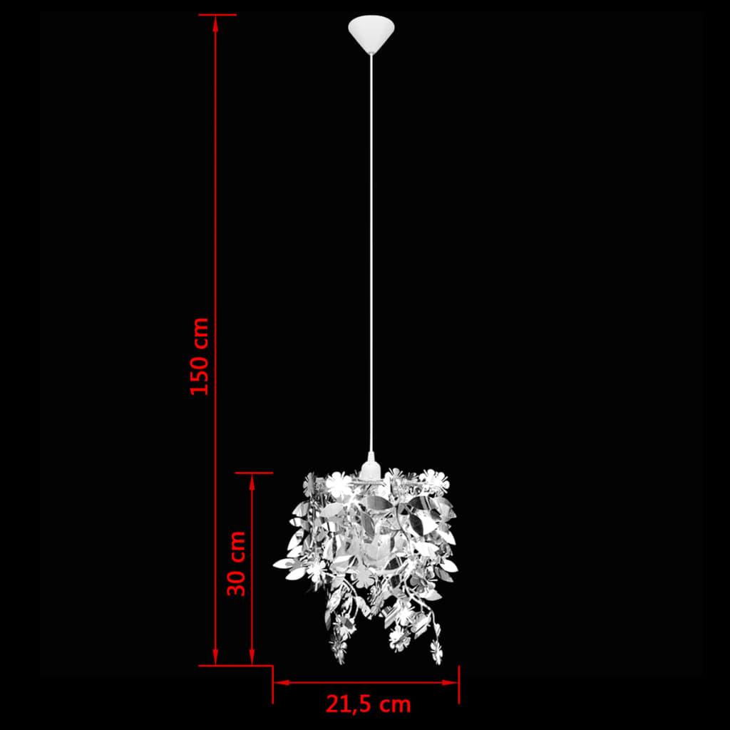 Pendentif Feuilles Paillettes Lampe Couronne Argenté