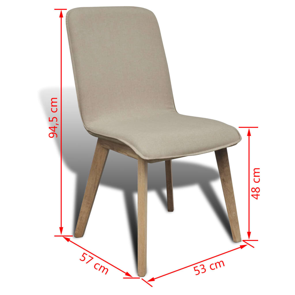 vidaXL Esszimmerstühle 4 Stk. Beige Stoff und Massivholz Eiche