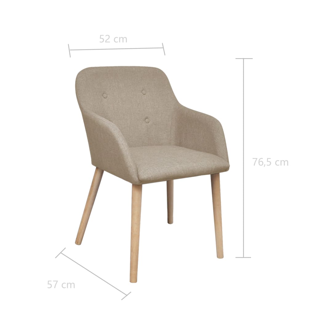 vidaXL Esszimmerstühle 2 Stk. Beige Stoff und Massivholz Eiche