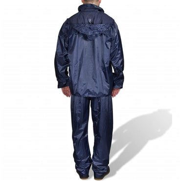 Vêtements de pluie bleus pour hommes 2 pièces avec capuche taille L