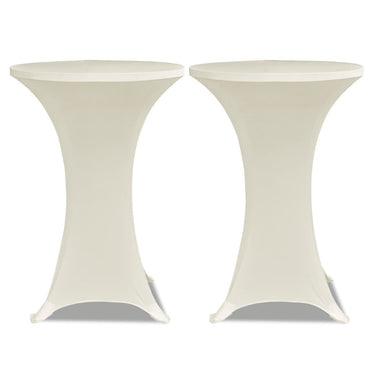 2 x Tischhusse für Stehtisch Stretchhusse Ø70 cm cremefarben
